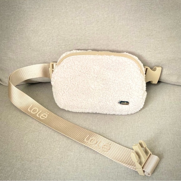 Lole Handbags - Lole Sherpa Fleece Crossbody Bag Cream Ivory Cozy Athleisure Belt Bag Fanny Pack